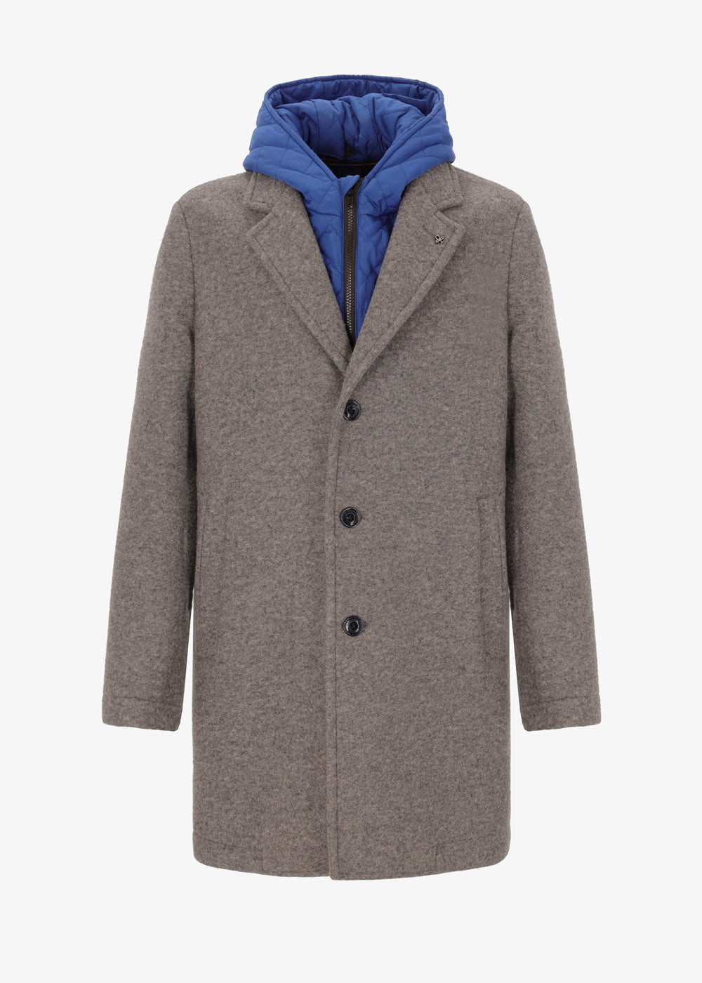 Stretch Woolen Cloth Coat Carlos with Detachable Hood