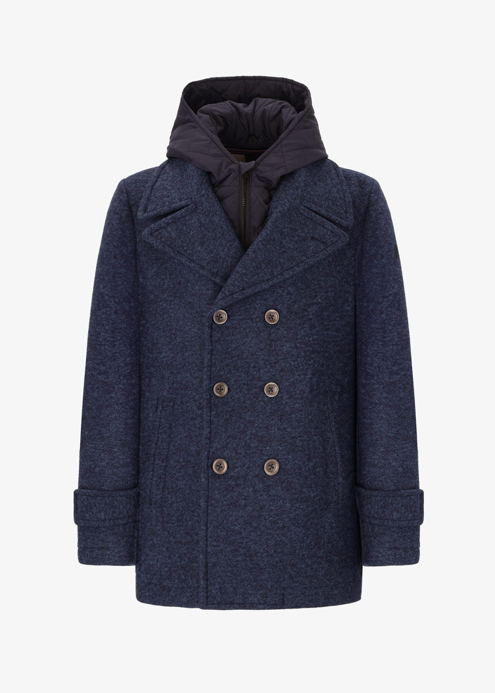 Peacoat Carlos in Stretch Woolen Cloth with Removable Hood