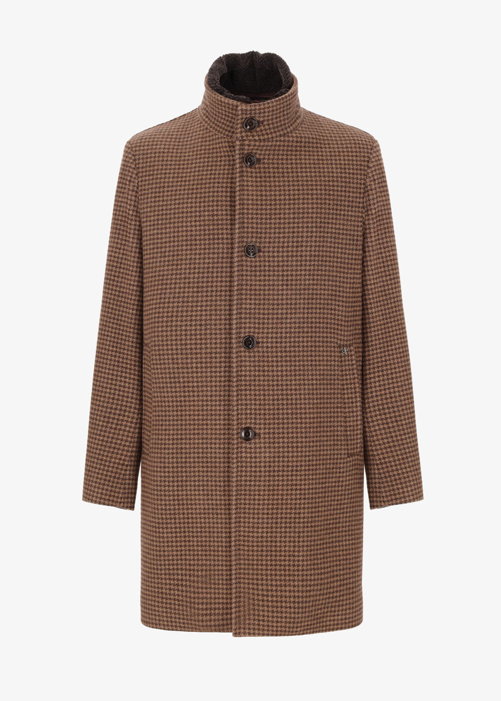 Houndstooth Wool Padded Coat Gianduia - Capsule Eco Design Wool Blend12