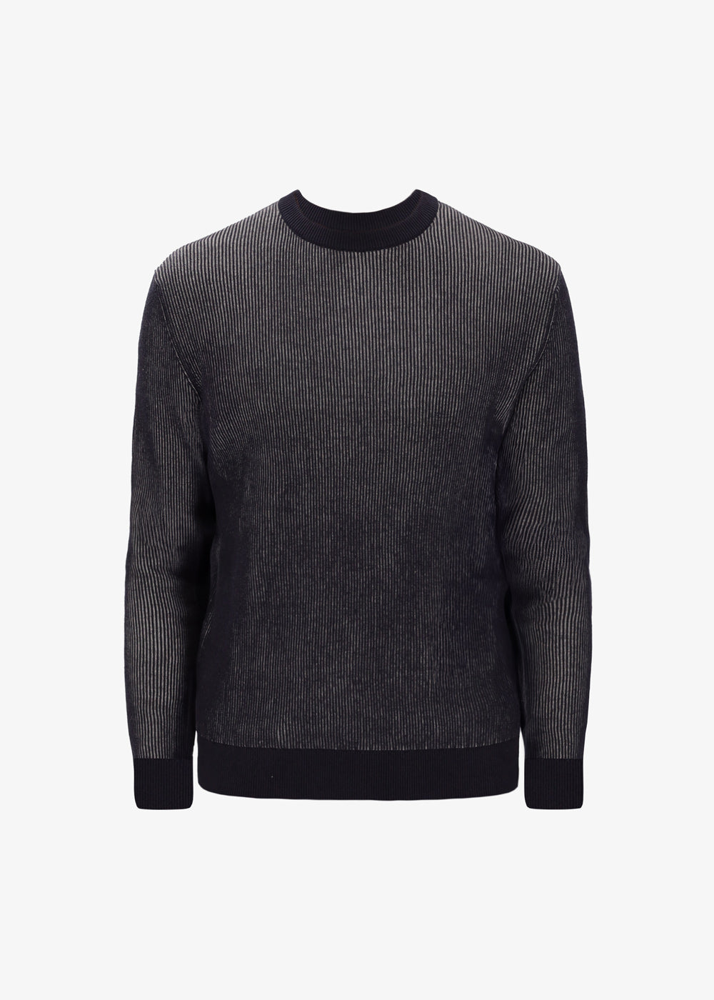 Two-Tone Ribs Crew Neck Sweater