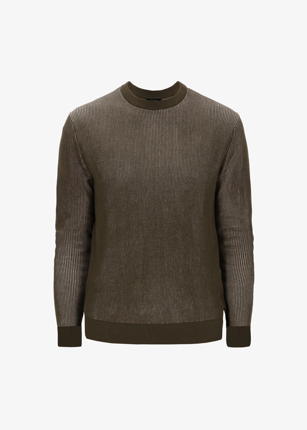 Two-Tone Ribs Crew Neck Sweater