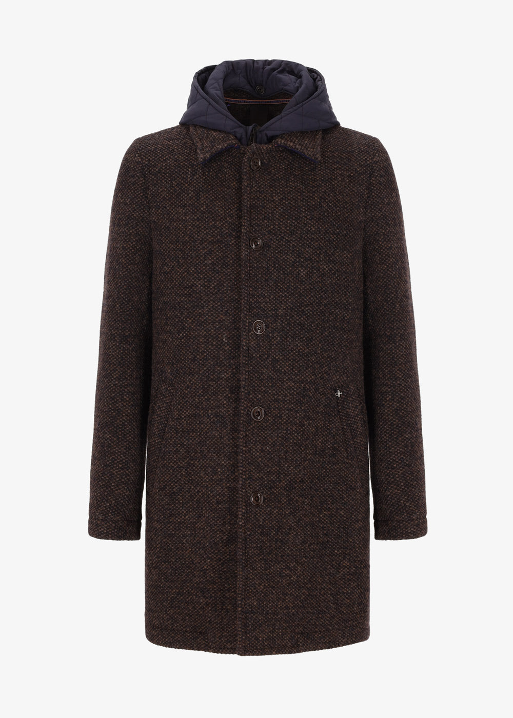 Wool Piquet Trench Coat Blasius  with Hood