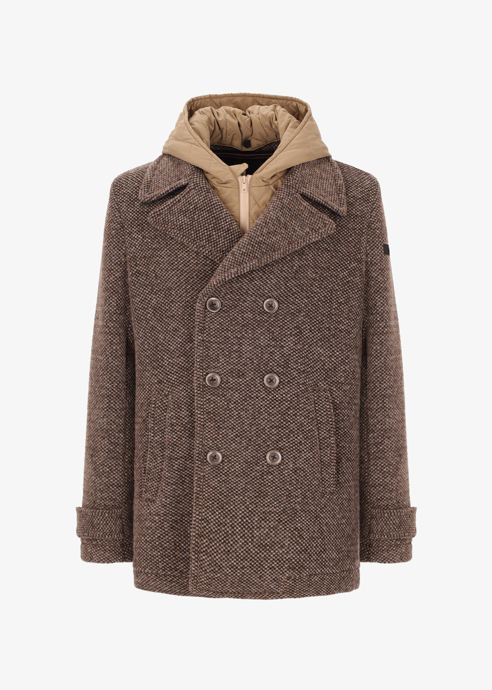 Peacoat Blasius in Tessuto Piquet di Lana con Cappuccio Rimovibile