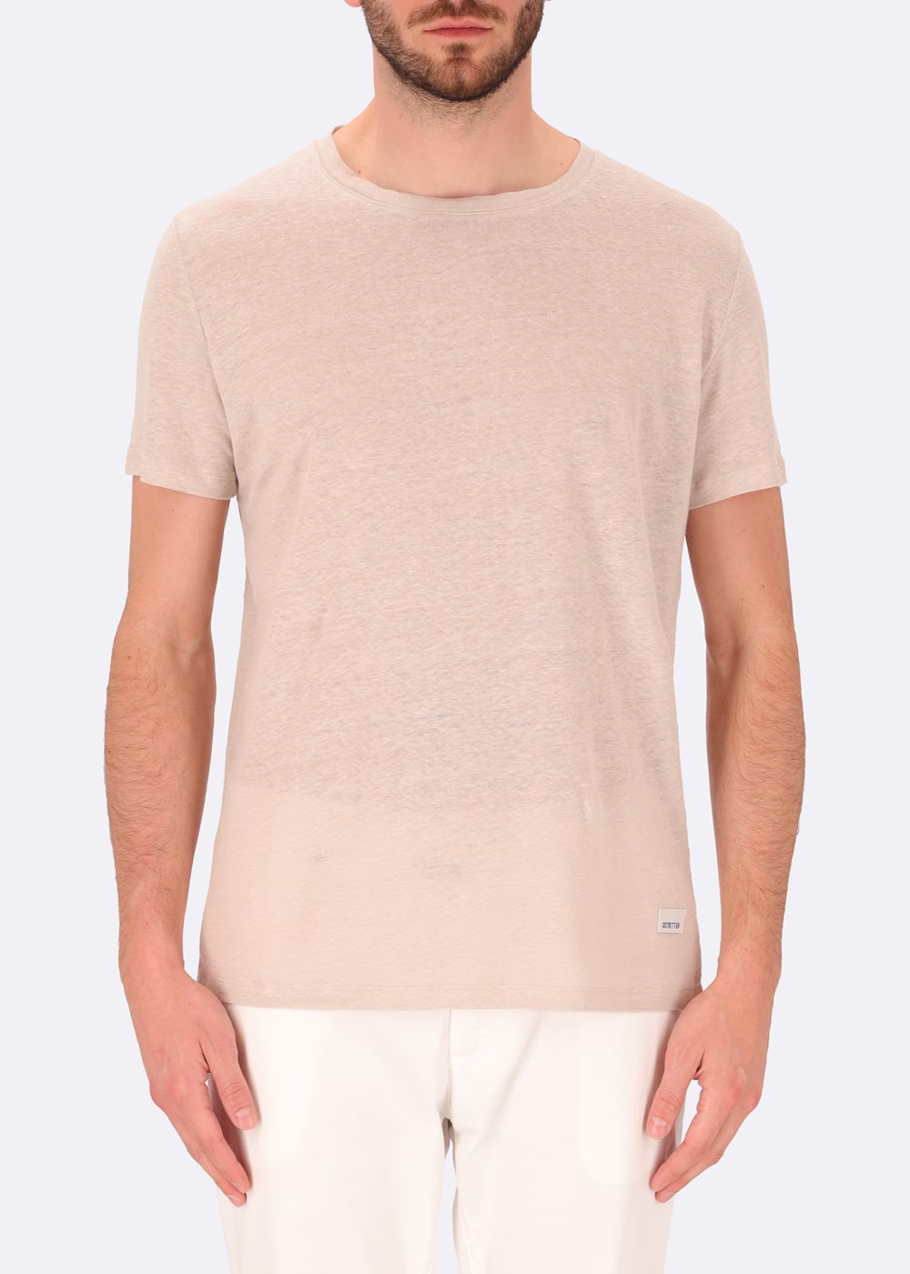 linen T-shirt T-SHIRT ROYAN sand front distretto12